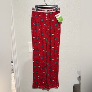Peanuts Red Pajama Bottoms with Snoopy and Tree Print